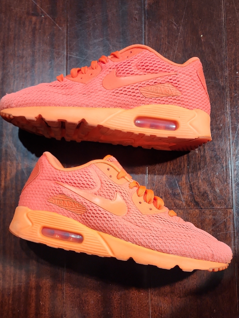 Nike Air Max 90 Ultra Breath Total Crimson Orange Sneaker Mens Sz 9